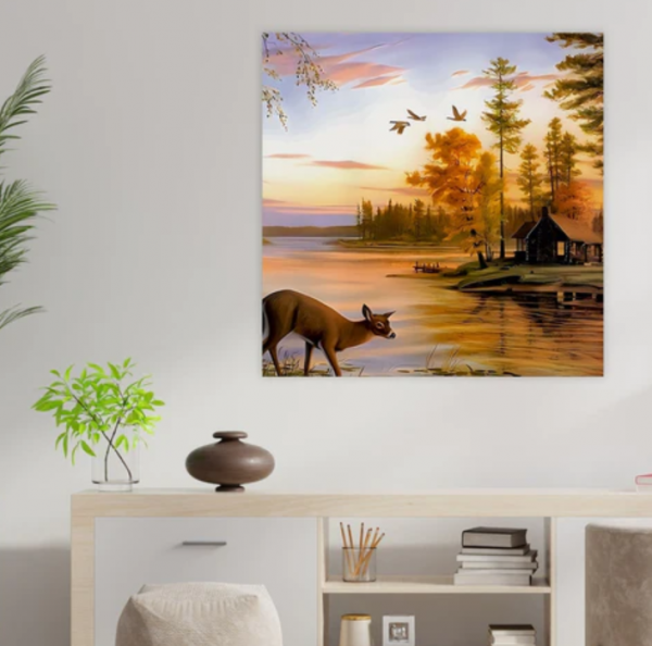 Dinding dengan mural lukisan alam yang memikat